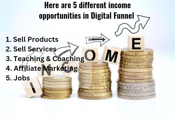 Here are 5 different income opportunities in the digital funnel